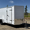 White 2025 Prairie Road 6'x12' Cargo Trailer Single Axle Ramp - V Nose  -