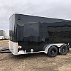 Black 2027 Prairie Road 7'x14' Cargo Trailer Tandem Black Barn Doors